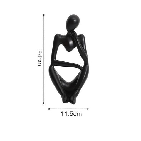 Thinker sculpture pose B in black, 24cm tall and 11.5cm wide