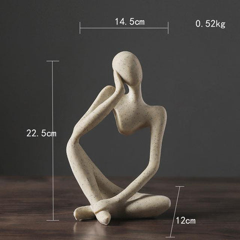 Thinker sculpture pose A in stone, 22.5cm tall and 14.5cm wide