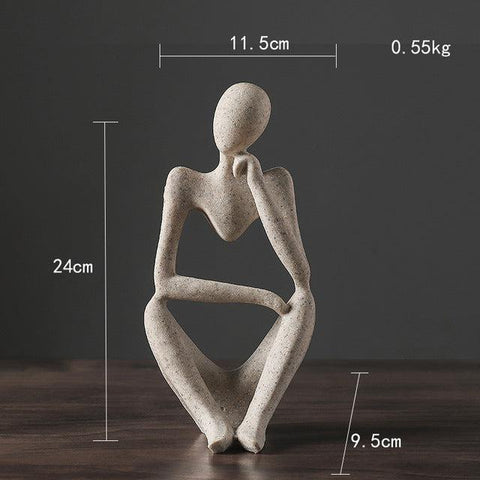 Thinker sculpture pose B in stone, 24cm tall and 11.5cm wide