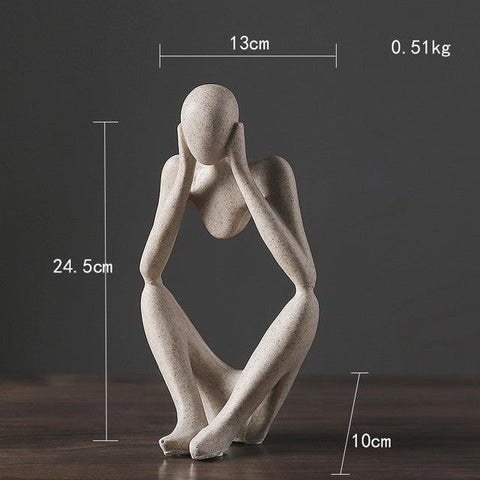 Thinker sculpture pose C in stone, 24.5cm tall and 13cm wide
