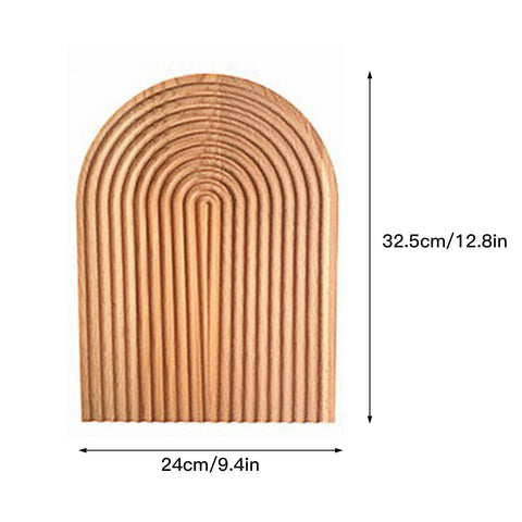 Wooden arch tray, 34 x 24 x 2cm, with a ridged rainbow surface