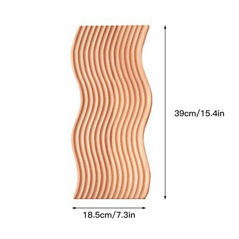 Wooden ripple tray, 39 x 18.5 x 2cm, with a wave-cut surface