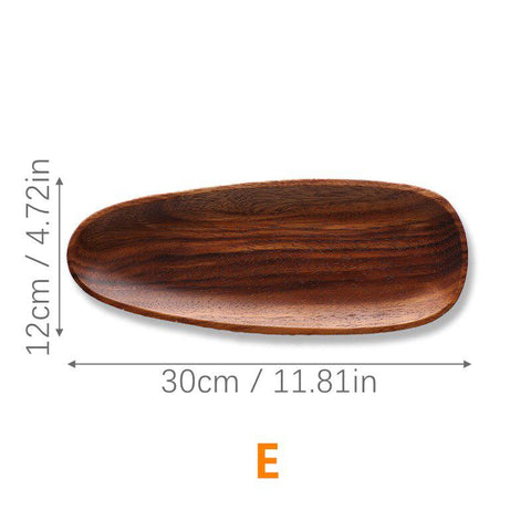 Wooden serving plate, shape E, long oval, 30 x 12cm