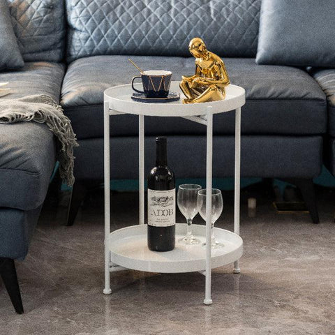 Metallic Sofa Side Round Storage Table-Hombe