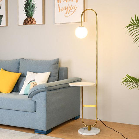 Stable Marble Based Floor Lamp with Round Table-Hombe