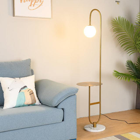 Stable Marble Based Floor Lamp with Round Table-Hombe